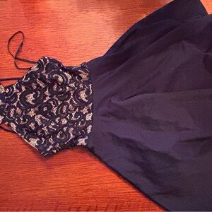 Elegant Dark Blue Lace Dress